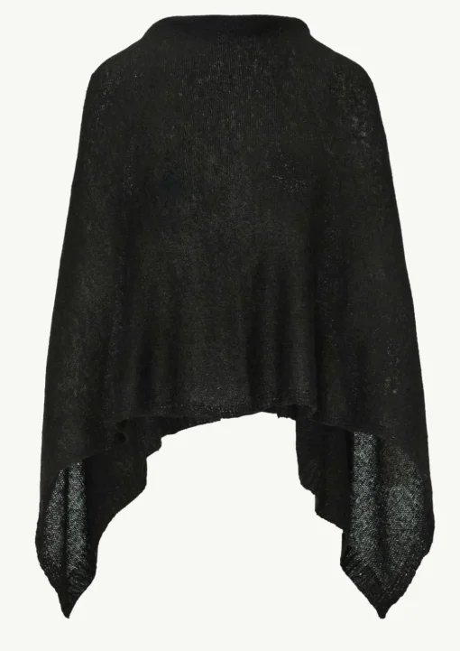Strick-Poncho mit Glitzergarn und Pailletten