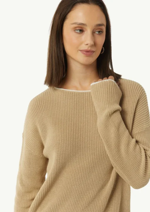 Strickpullover aus Baumwolle mit überschnittenen Schultern