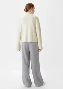 Strickpullover mit breiter Rippblende
