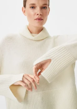 Strickpullover mit breiter Rippblende