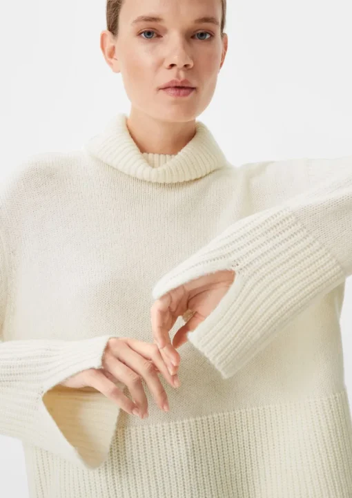 Strickpullover mit breiter Rippblende
