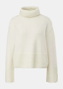 Strickpullover mit breiter Rippblende