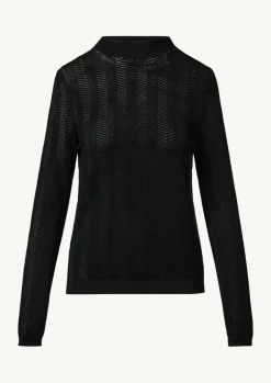 Strickpullover mit Fischgrätmuster und Rippbündchen