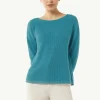 Strickpullover mit Metallic-Garn-Details an Saum und Bündchen