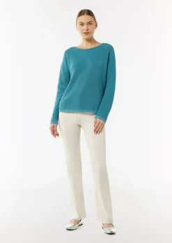 Strickpullover mit Metallic-Garn-Details an Saum und Bündchen