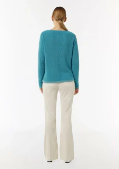 Strickpullover mit Metallic-Garn-Details an Saum und Bündchen