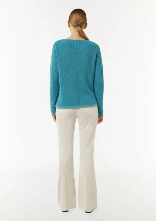 Strickpullover mit Metallic-Garn-Details an Saum und Bündchen