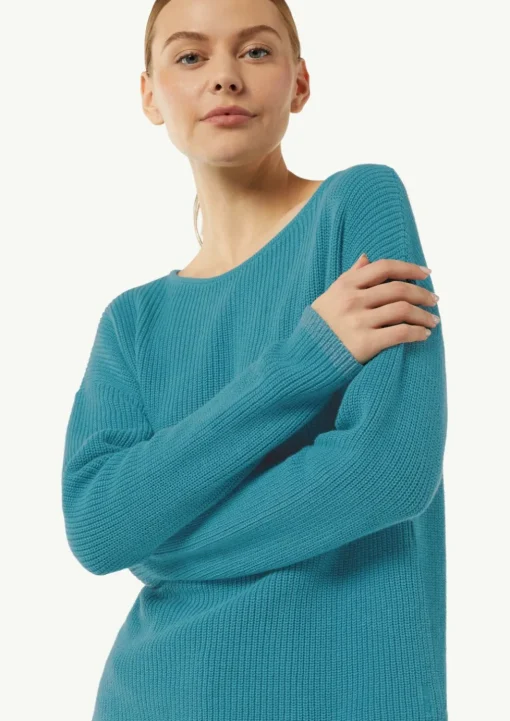Strickpullover mit Metallic-Garn-Details an Saum und Bündchen