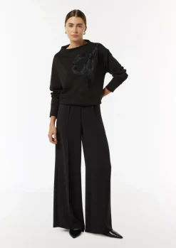 Sweatshirt mit Stehkragen und Schmuckperlen