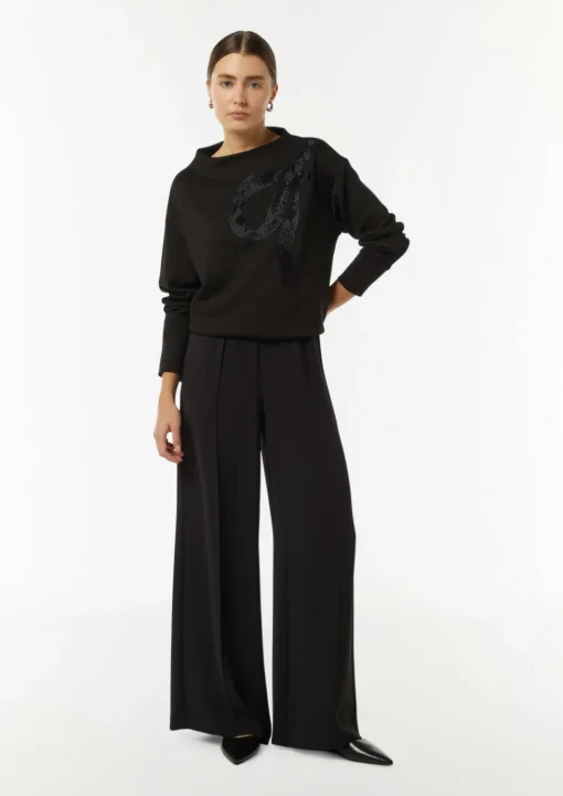 Sweatshirt mit Stehkragen und Schmuckperlen