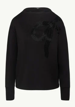 Sweatshirt mit Stehkragen und Schmuckperlen