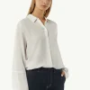 Viskose-Bluse mit Hemdkragen und Ziernaht