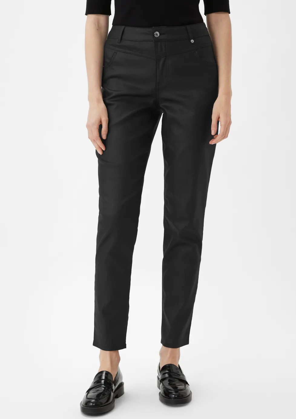 Ankle Jeans / Regular Fit / Mid Rise / Slim Leg / Coating