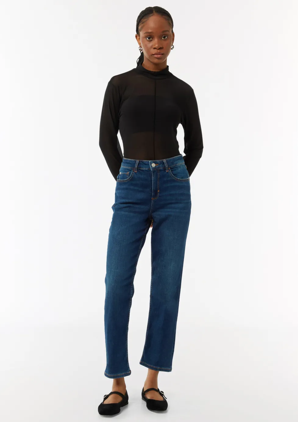 Ankle-Jeans aus Baumwollstretch mit geradem Bein