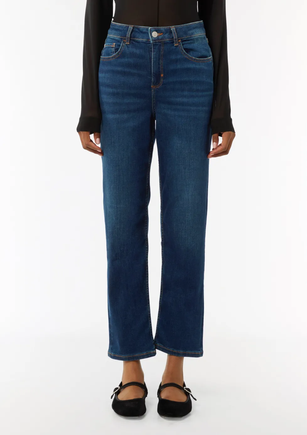 Ankle-Jeans aus Baumwollstretch mit geradem Bein