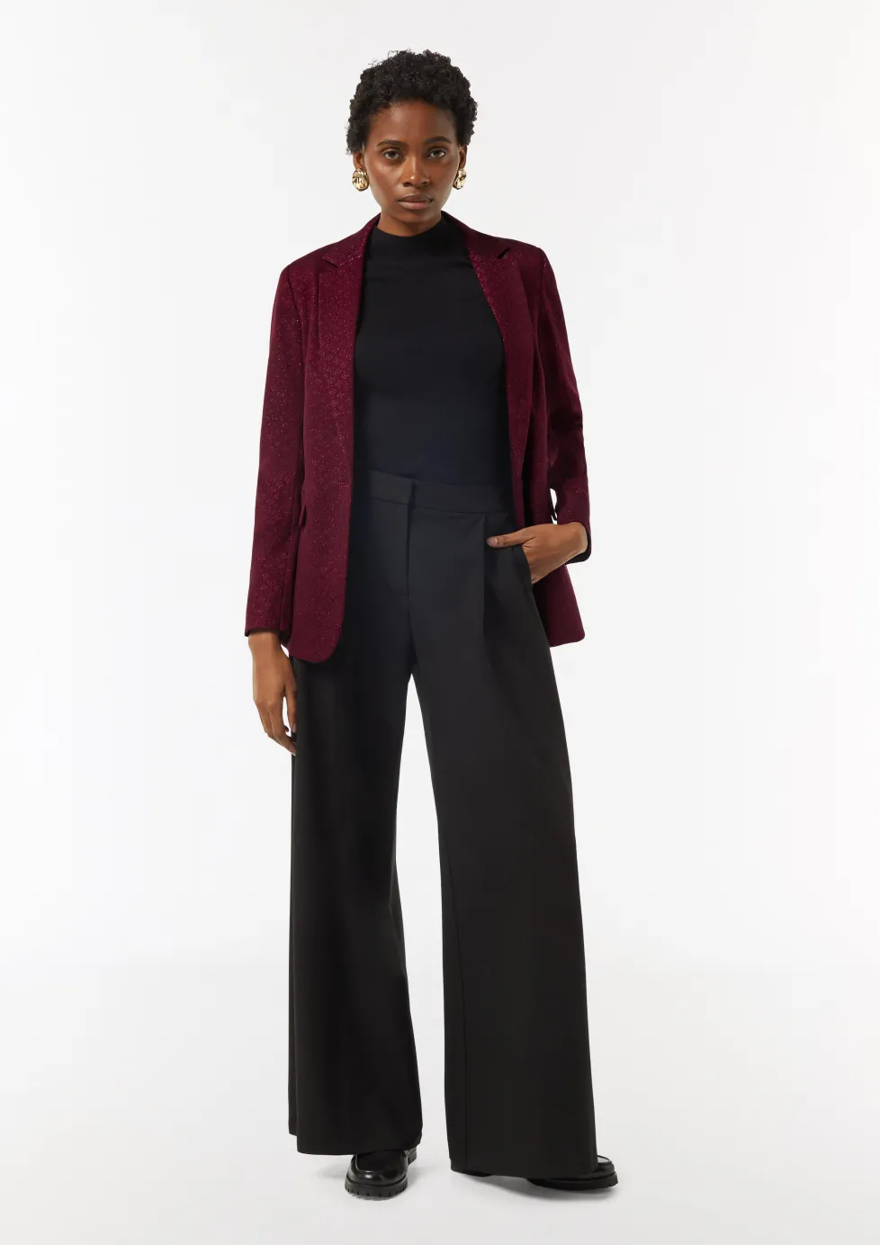 Antaillierter Jacquard-Blazer mit Glitzergarn