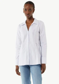 Baumwollbluse im Slim Fit mit Bindedetails