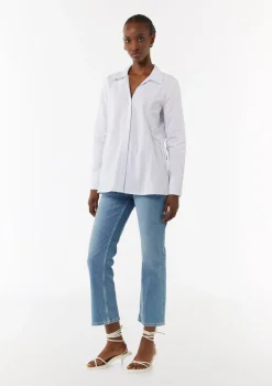 Baumwollbluse im Slim Fit mit Bindedetails