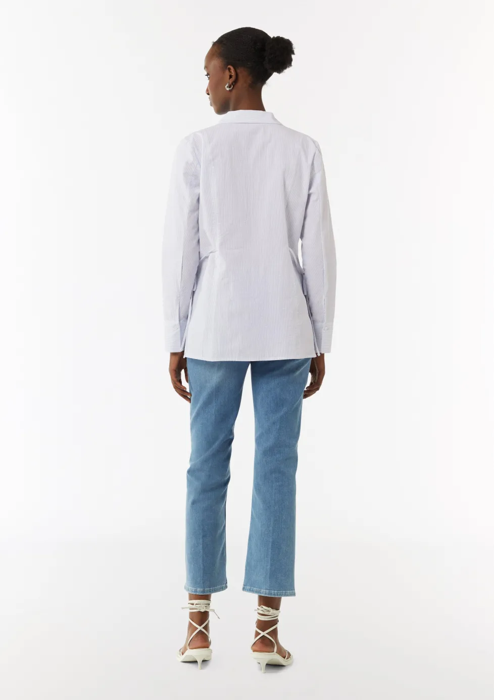 Baumwollbluse im Slim Fit mit Bindedetails