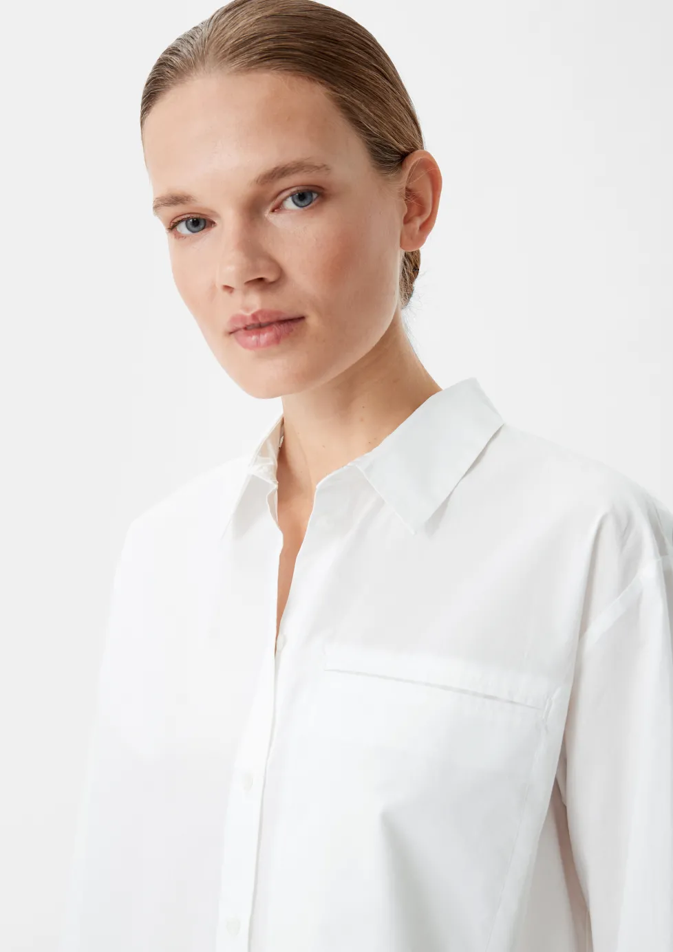 Baumwollbluse mit Paspeltasche