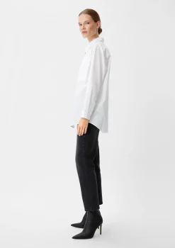 Baumwollbluse mit Paspeltasche