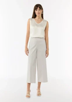 Baumwoll-Hose mit seitlichem Reißverschluss und Semi-Wide-Leg