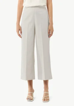 Baumwoll-Hose mit seitlichem Reißverschluss und Semi-Wide-Leg