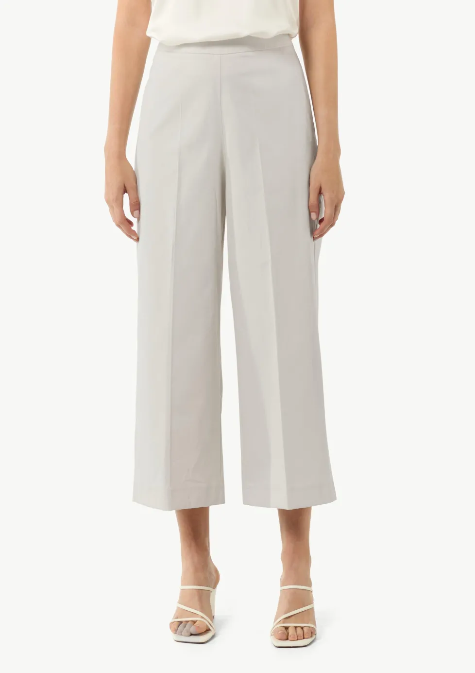 Baumwoll-Hose mit seitlichem Reißverschluss und Semi-Wide-Leg