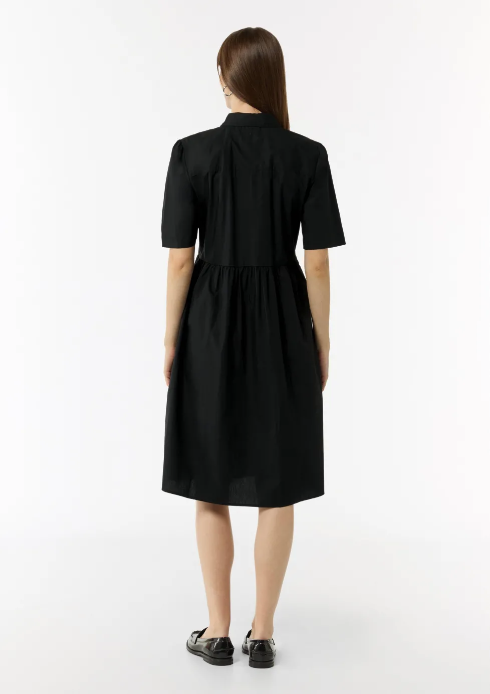 Baumwoll-Kleid mit Hemdkragen und Knopfleiste