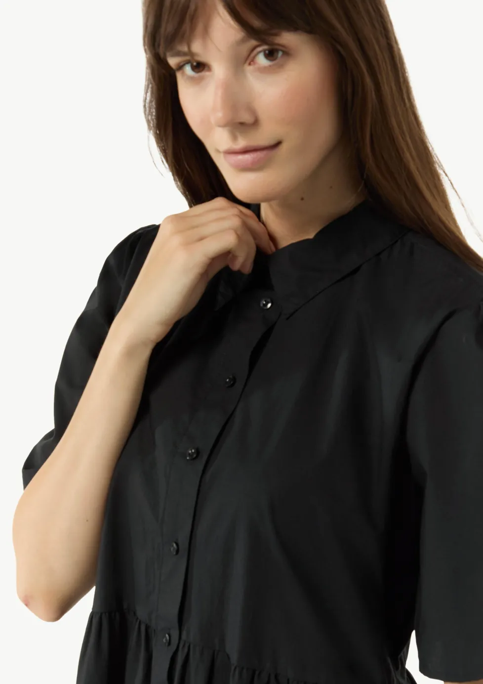 Baumwoll-Kleid mit Hemdkragen und Knopfleiste