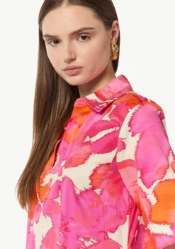 Baumwoll-Kleid mit Hemdkragen und All-over-Print