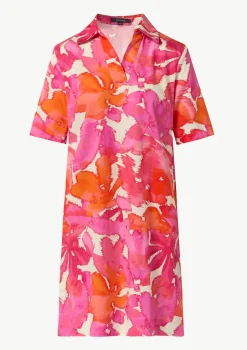 Baumwoll-Kleid mit Hemdkragen und All-over-Print