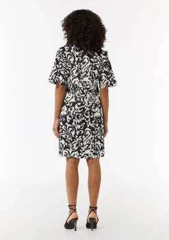 Baumwoll-Kleid mit Hemdkragen und All-over-Print