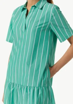 Baumwoll-Kleid mit Volant-Saum und Hemdkragen