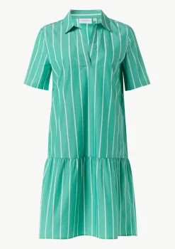 Baumwoll-Kleid mit Volant-Saum und Hemdkragen