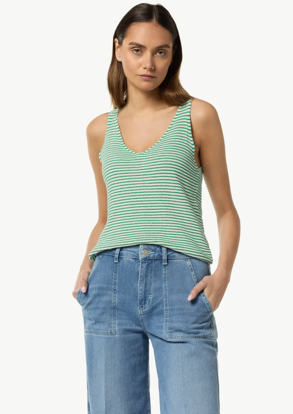 Baumwoll-Stricktop im Slim Fit