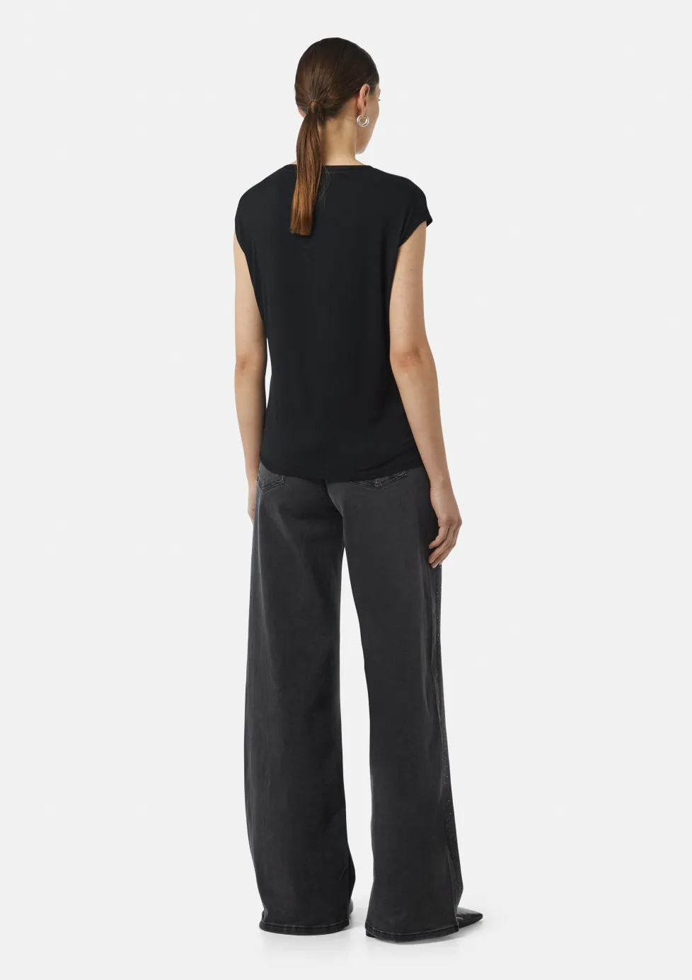 Blusenshirt mit Tunika-Ausschnitt und Satinblende