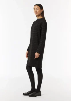 Kurzes Jerseykleid mit Hahnentrittmuster