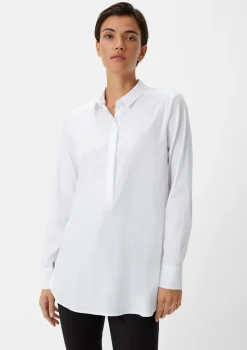 Lockere Baumwollbluse mit halber Knopfleiste