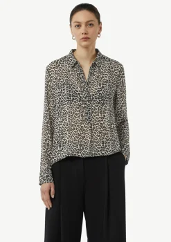 Longbluse aus Chiffon mit Leo-Print