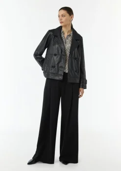 Longbluse aus Chiffon mit Leo-Print