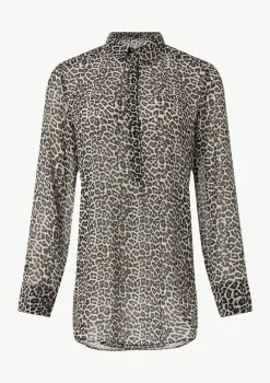 Longbluse aus Chiffon mit Leo-Print