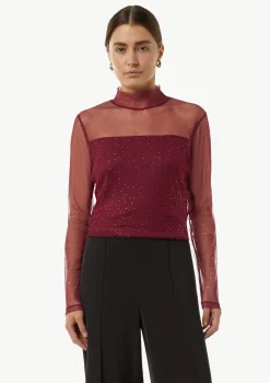 Mesh-Longsleeve mit Glitzer-Details