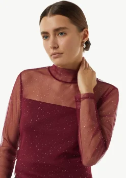Mesh-Longsleeve mit Glitzer-Details