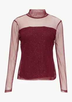 Mesh-Longsleeve mit Glitzer-Details
