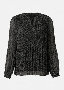 Plissierte Bluse aus Chiffon mit Logomuster