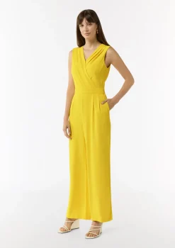 Ärmelloser Jumpsuit mit Faltendetail