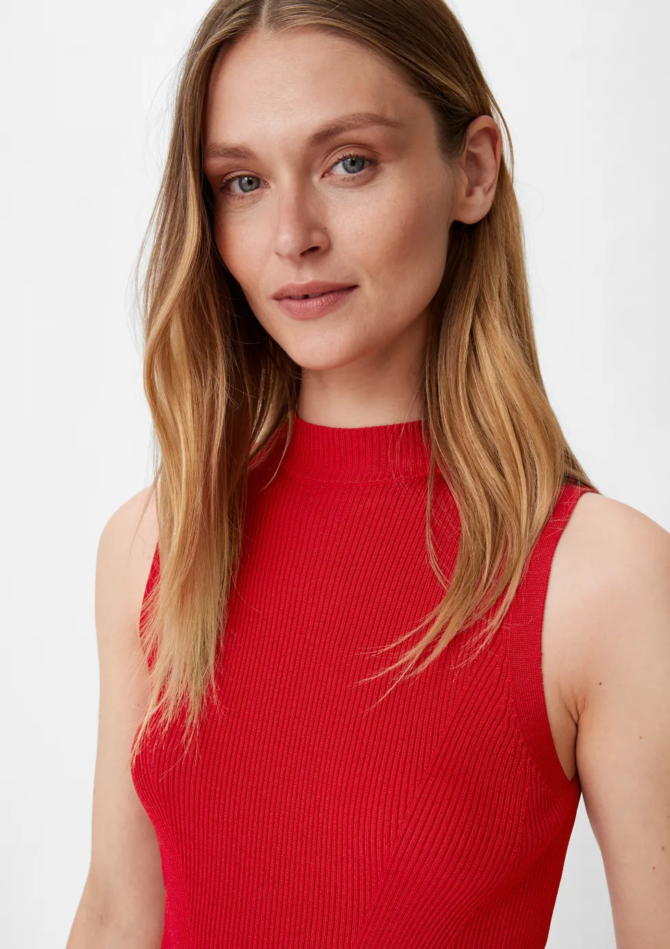 Ärmelloser Pullover mit Rippstruktur