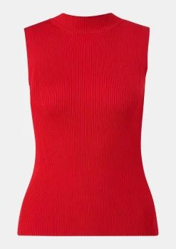 Ärmelloser Pullover mit Rippstruktur