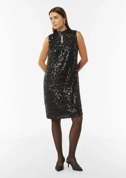 Ärmelloses Kleid mit hochabschließendem Kragen